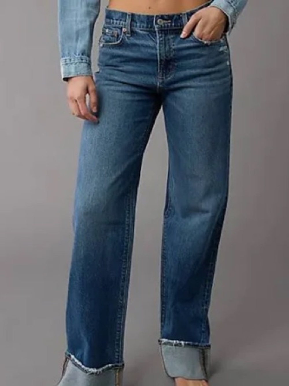 American Eagle Stovepipe Jeans Size 6 High Rise Straight Leg Distressed NWT - Picture 1 of 5